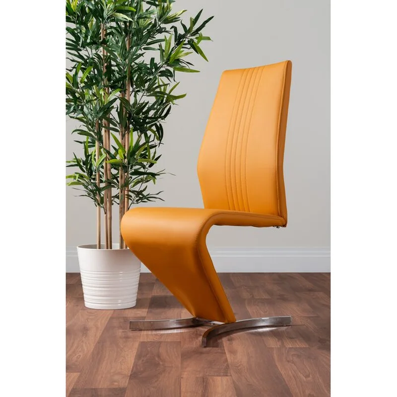 Willow Faux Leather Chrome Feet 'Z' Leg Dining Chairs Modern Design (Set of 2)