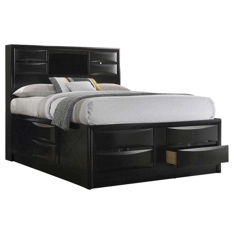 Briana Wood California King Storage Bookcase Bed Black | Coaster