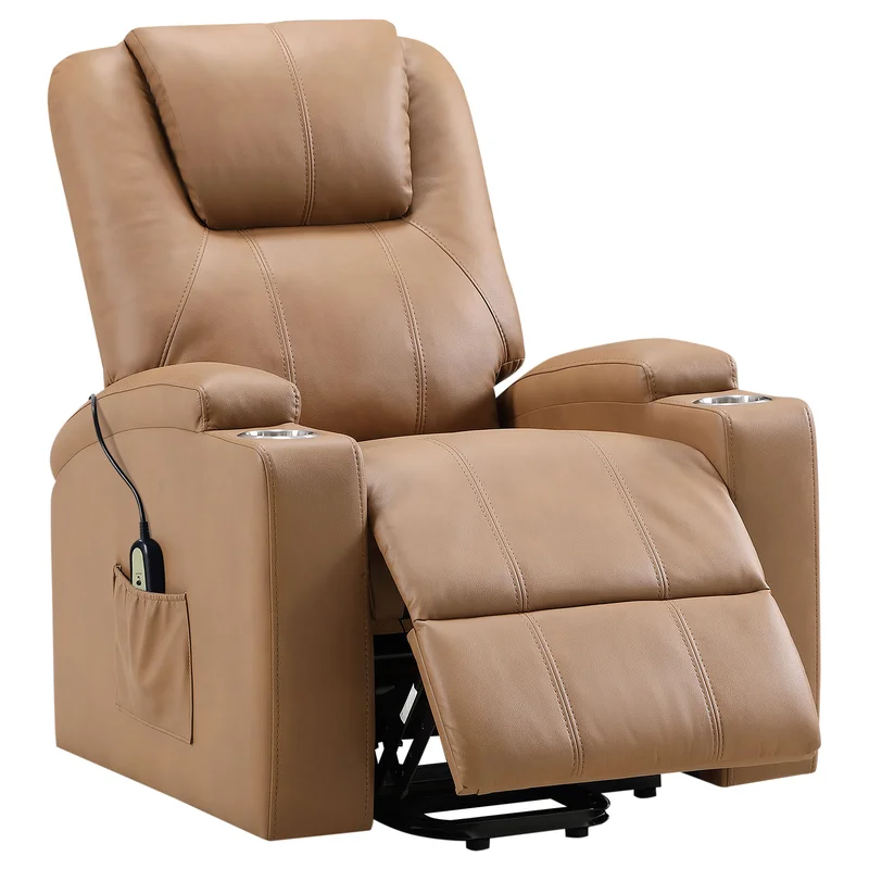 Armstrong Faux Leather Power Lift Massage Recliner Camel