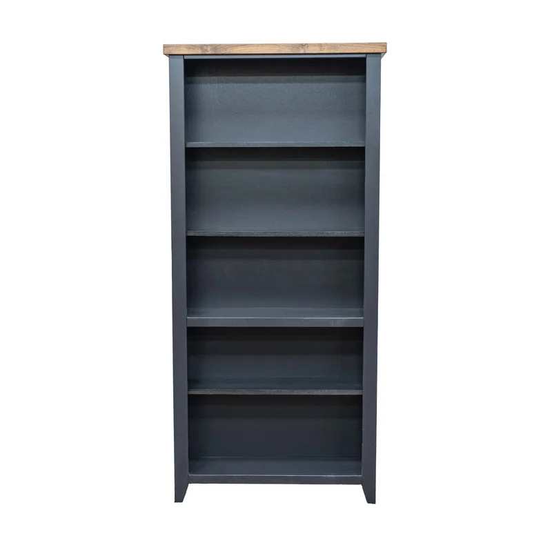 Essex - 5-Shelf Bookcase - Black / Whiskey