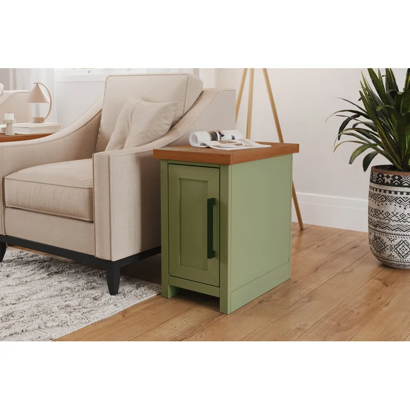 Vineyard - Chairside Table - Sage Green / Fruitwood