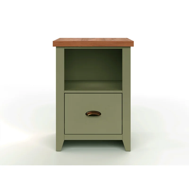 Vineyard - One Drawer File Cabinet - Sage Green / Fruitwood