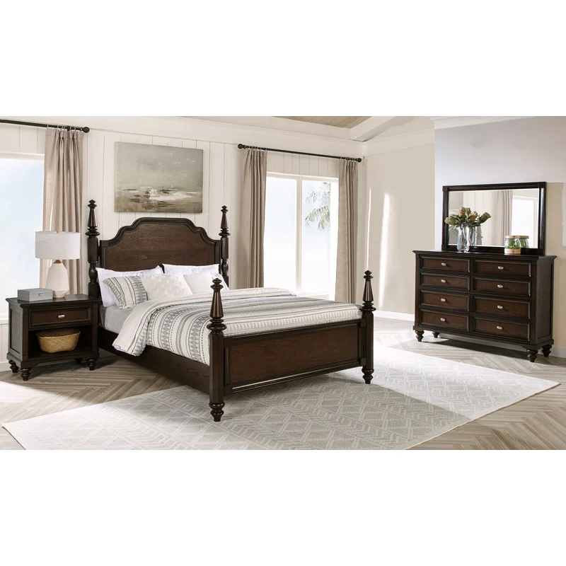 Andover 4-piece Eastern King Bedroom Set Dark Oak