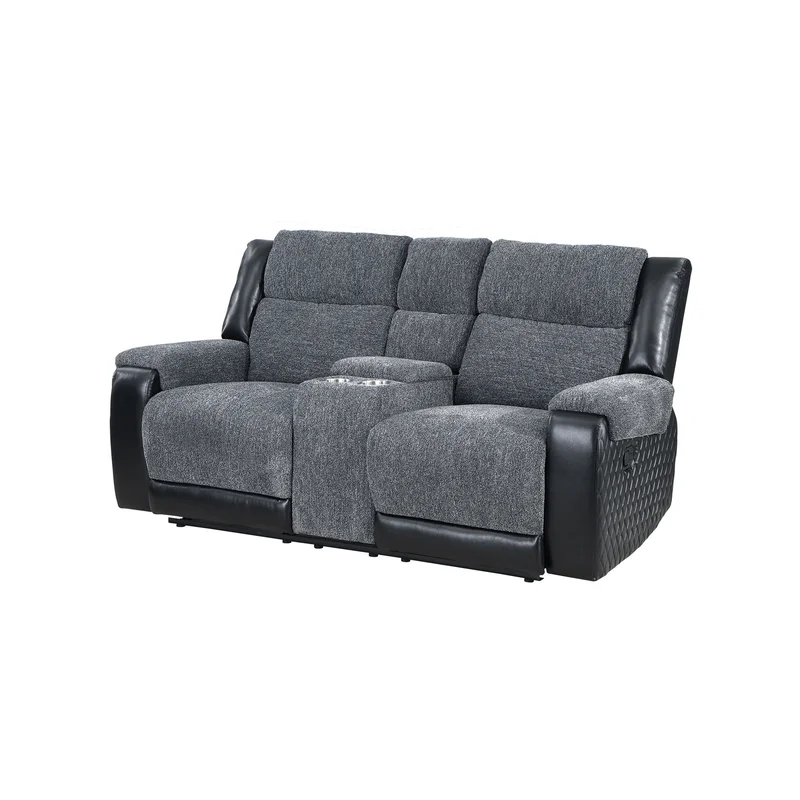 U5914 - Console Reclining Loveseat - Gray / Black