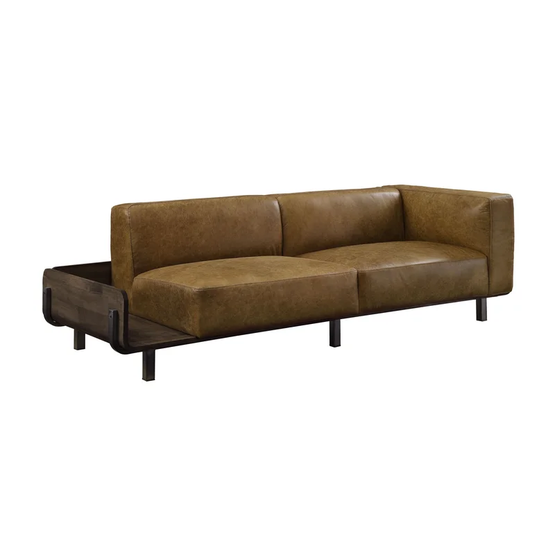 Blanca - Sofa - Chestnut Top Grain Leather & Rustic Oak