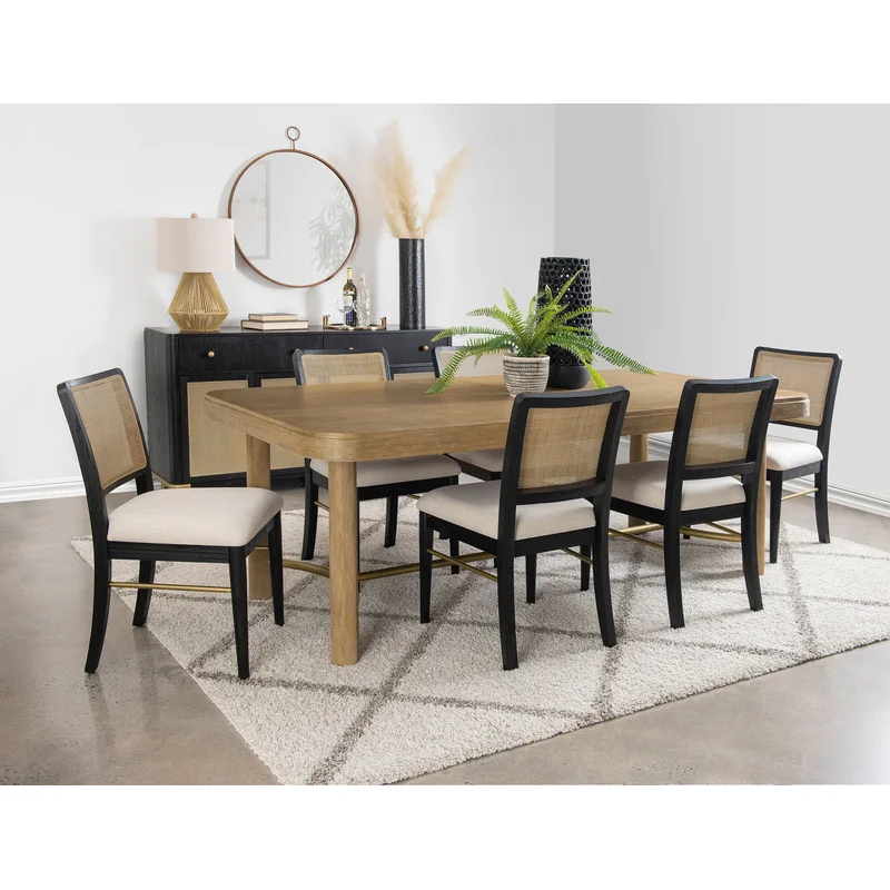 Arini 5-piece Extension Leaf Dining Table Set Sand Wash and Black
