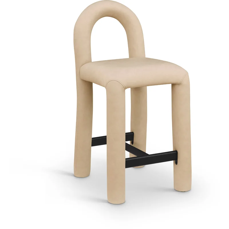 Amari - Vegan Leather and Boucle Fabric Stool