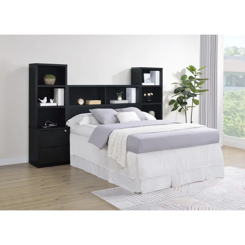 Westpark 3-piece Full Bedroom Set Bookcase Headboard Black