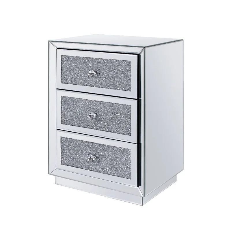 Noralie - 26" Accent Table - Mirrored Faux Diamonds