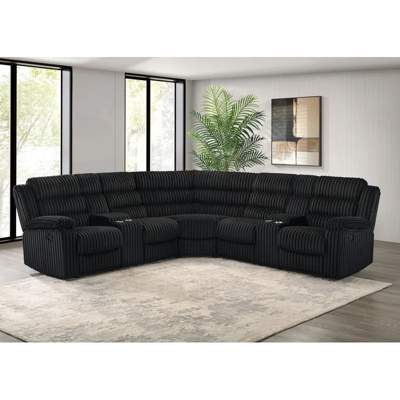 Atkinson Upholstered Reclining Sectional Sofa Black