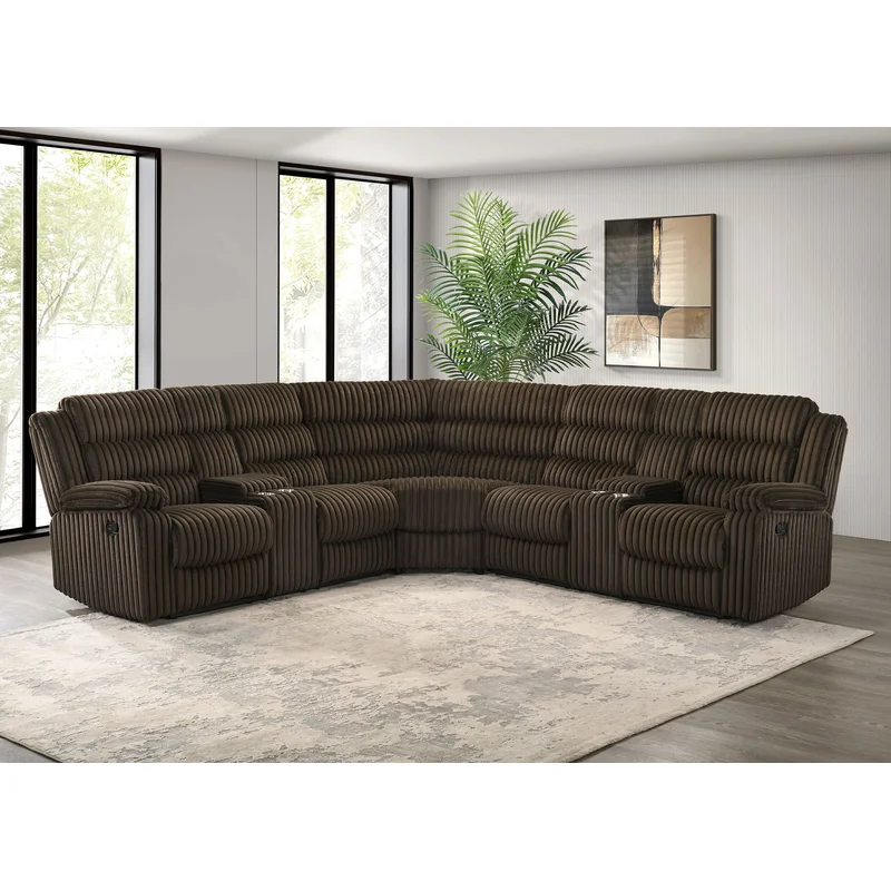 Atkinson Upholstered Reclining Sectional Sofa Chocolate