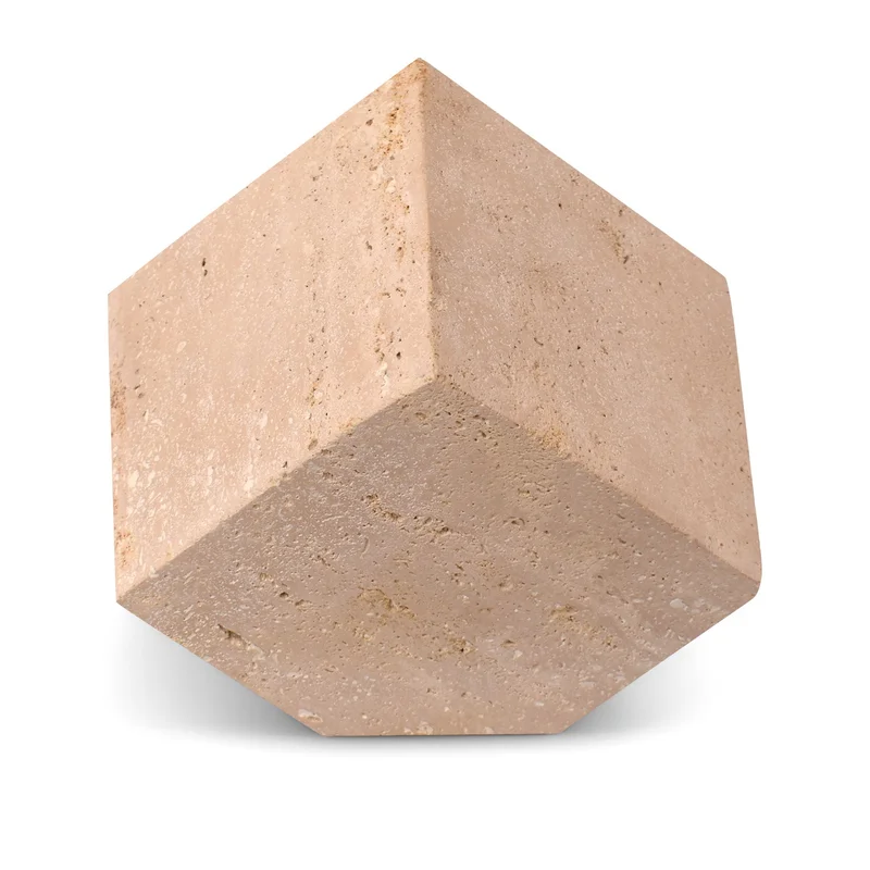 Block - Travertine Decorative Cube - Natural