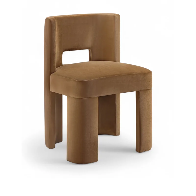 Zuno - Velvet Performance Fabric Upholstered Dining Chair (Set of 2) - Saddle