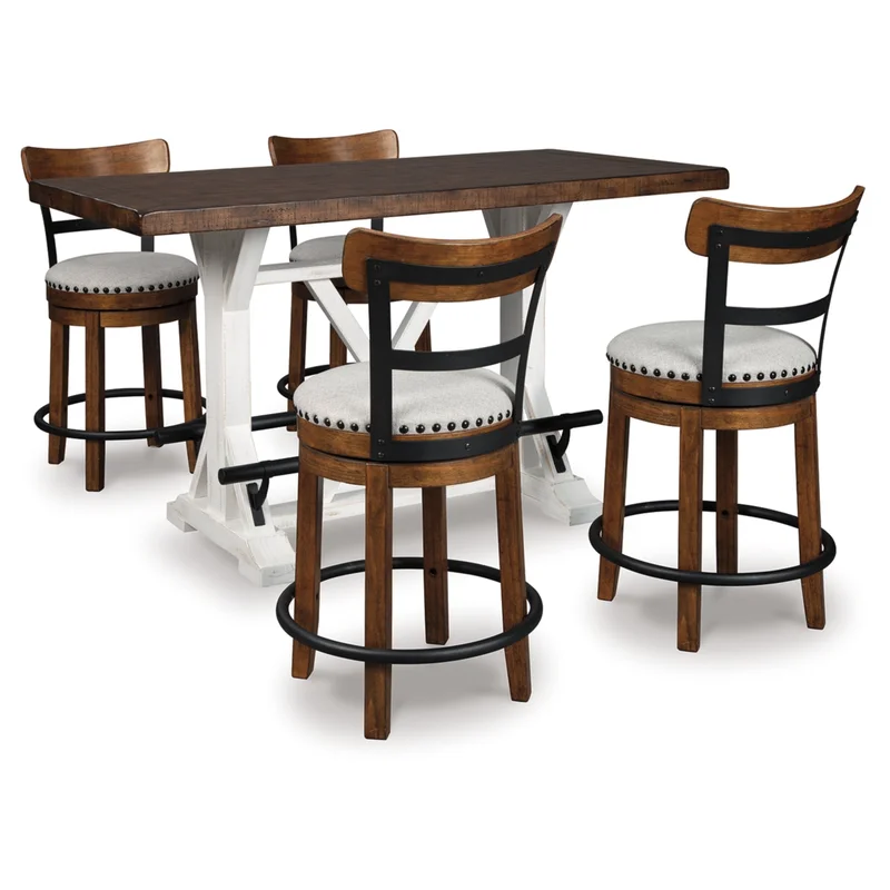 Valebeck Counter Height Dining Table and 4 Barstools