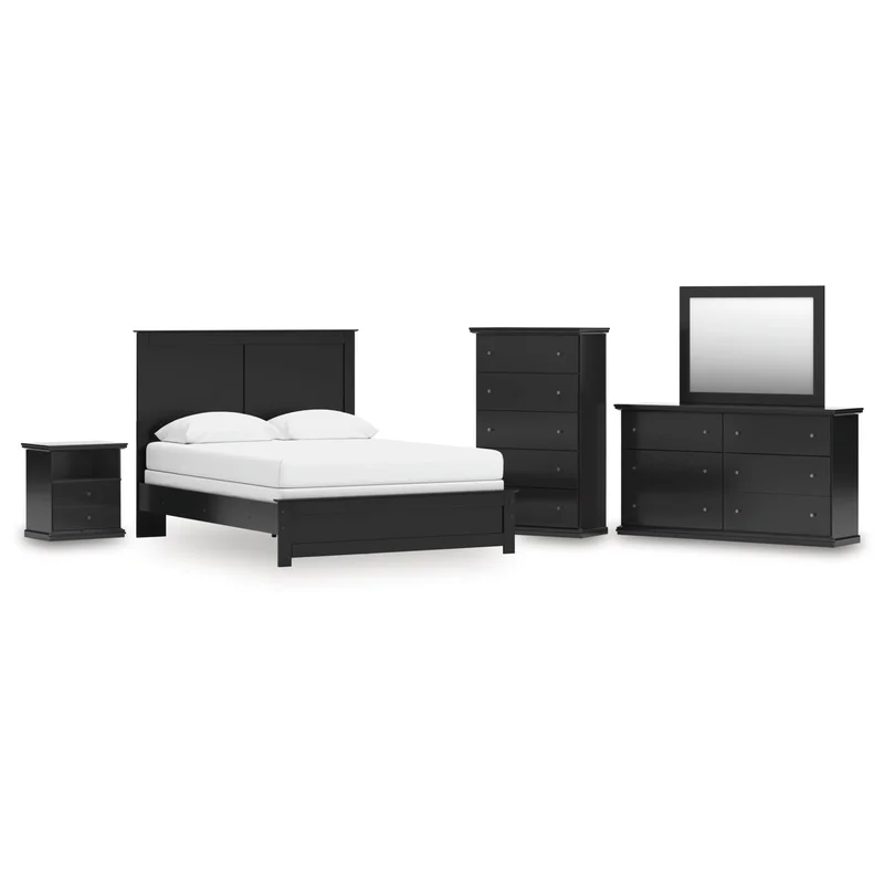 Maribel Queen Panel Bed Dresser Mirror Chest and Nightstand