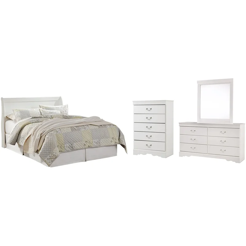 Anarasia Queen Sleigh Headboard Dresser Mirror and Chest