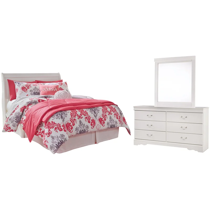 Anarasia Full Sleigh Headboard Dresser and Mirror