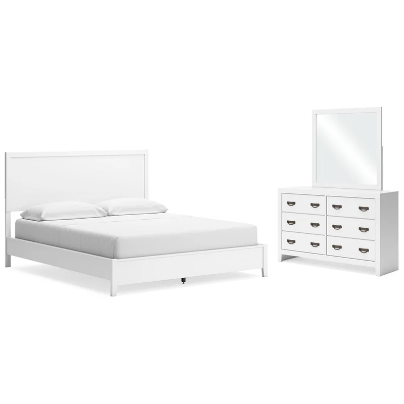 Binterglen California King Panel Bed with Mirrored Dresser
