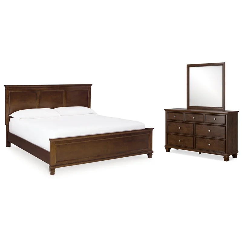 Danabrin King Panel Bed with Mirrored Dresser