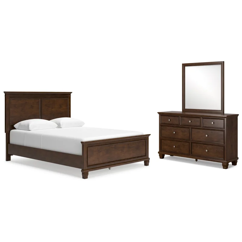 Danabrin Queen Panel Bed with Mirrored Dresser