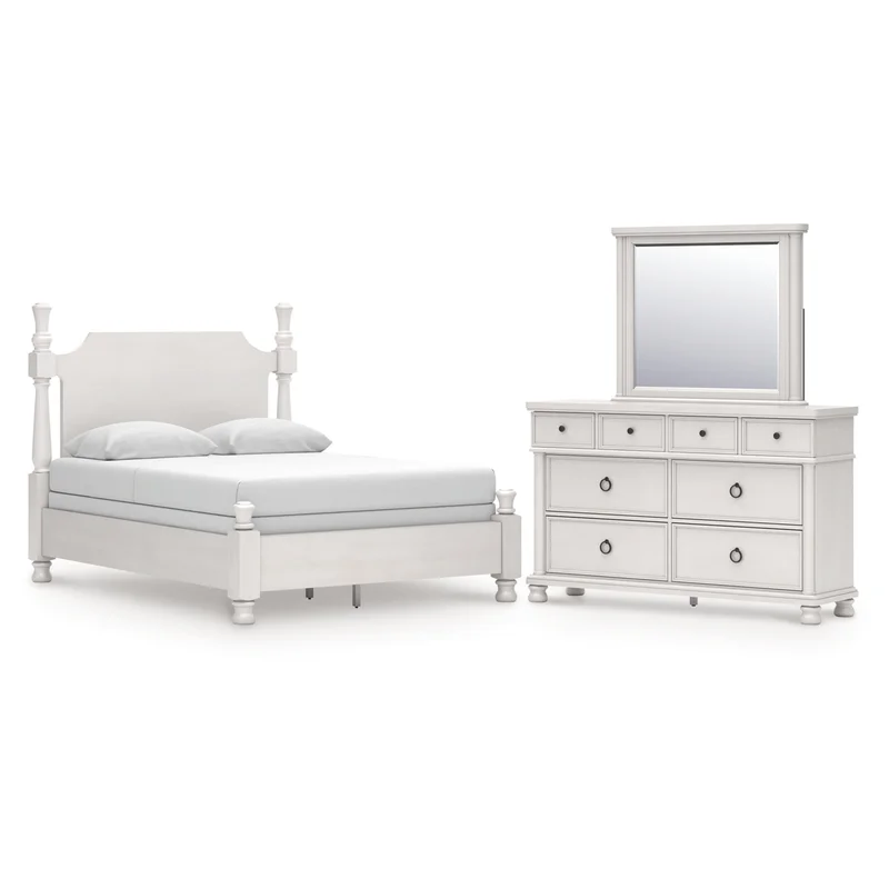 Rowlenstown Queen Poster Bed Dresser and Mirror