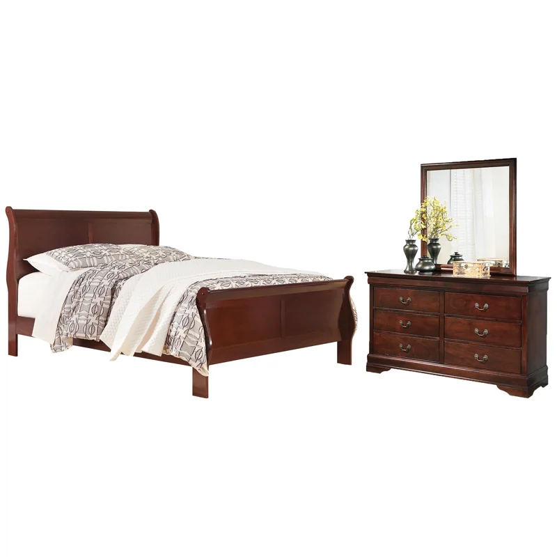 Alisdair Queen Sleigh Bed with Mirrored Dresser