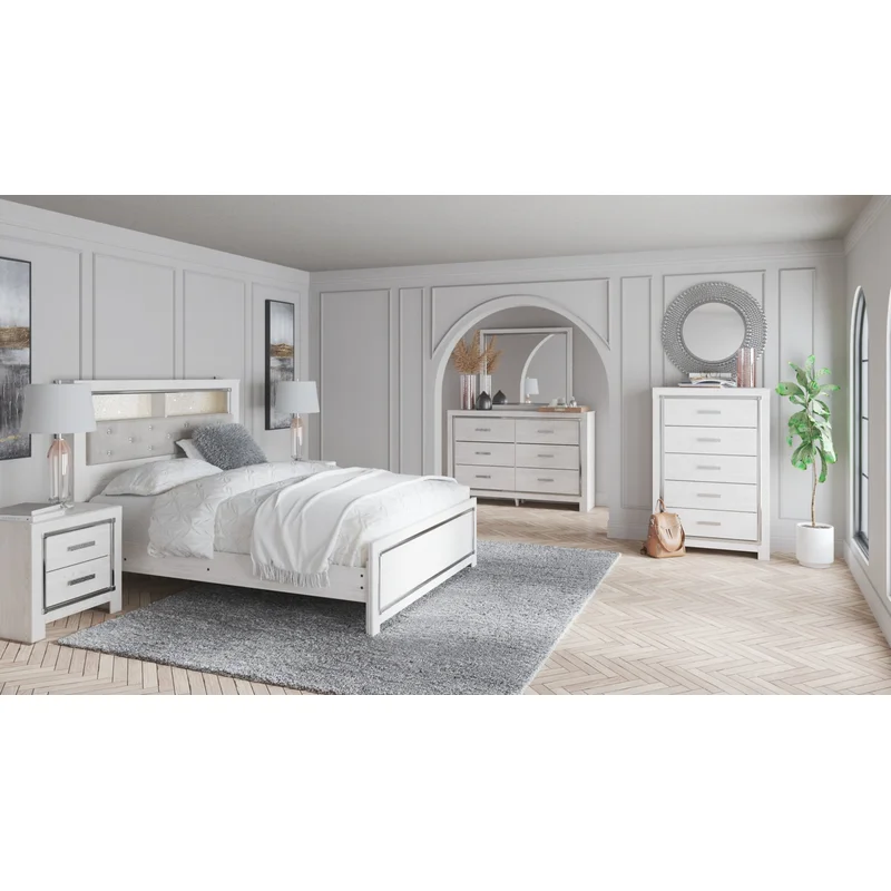 Altyra Queen Panel Bookcase Bed with Mirrored Dresser