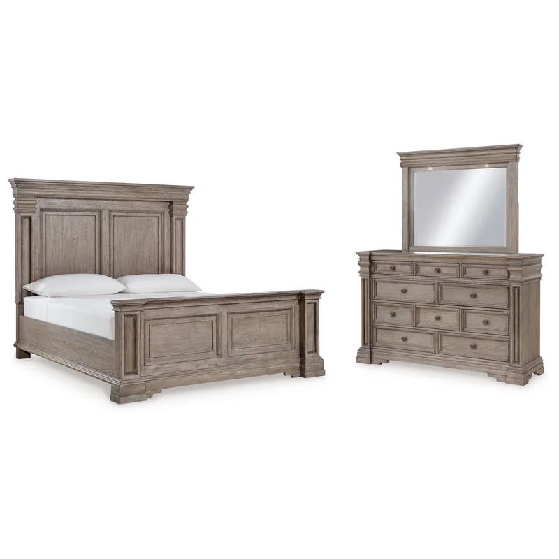 Blairhurst Queen Panel Bed with Mirrored Dresser