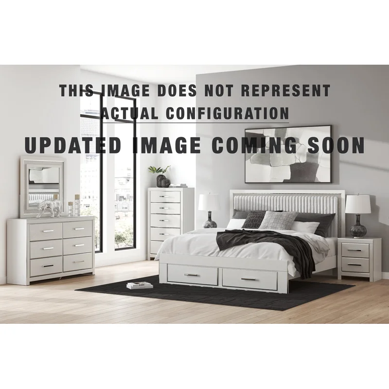 Zuraleus Queen Upholstered Panel Bed Dresser Mirror and Nightstand
