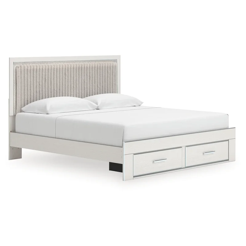 Birmonton King Upholstered Panel Platform Storage Bed
