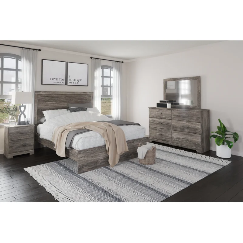 Ralinksi Queen Panel Bed with Mirrored Dresser and Nightstand