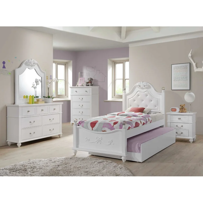 Alana Twin Plataform Bed with Storage Trundle 5PC Set