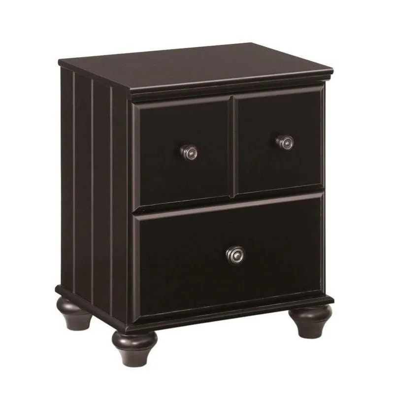 Two Drawer Nightstand Black Finish