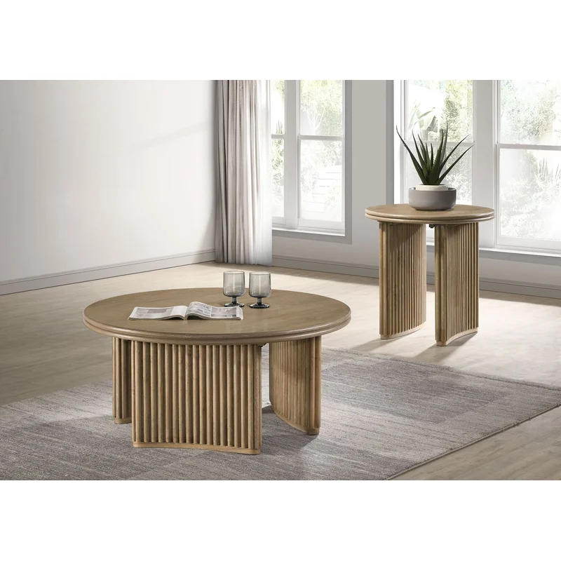 Adina Coffee Table Set Distressed Light Brown
