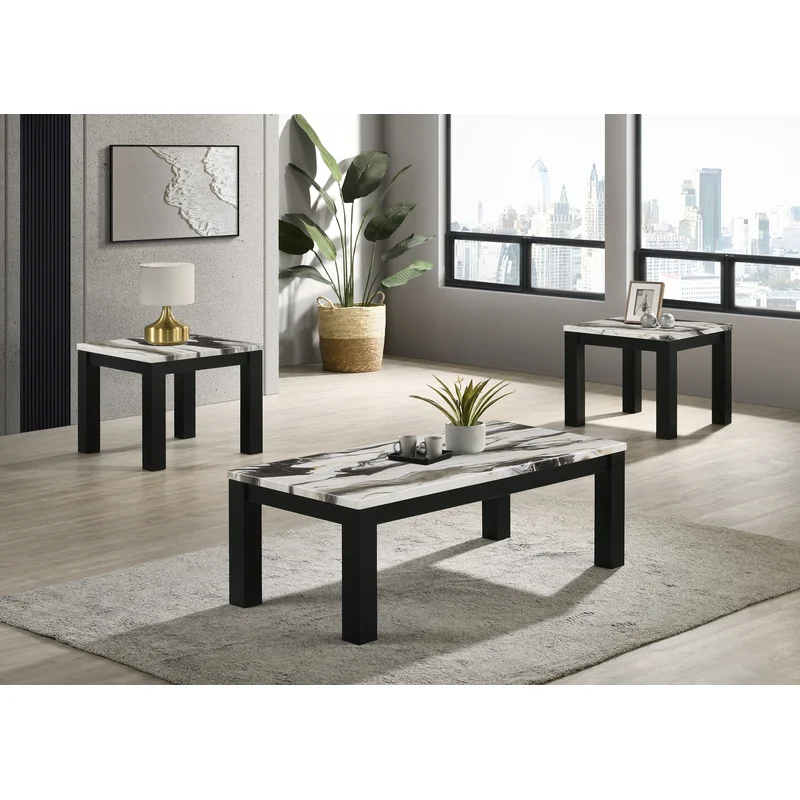 Ivy 3-Pk Cocktail Set Faux Marble Brown