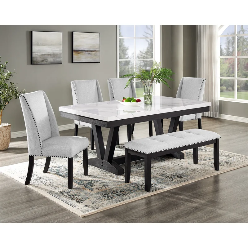Vance Faux Marble Dining Table