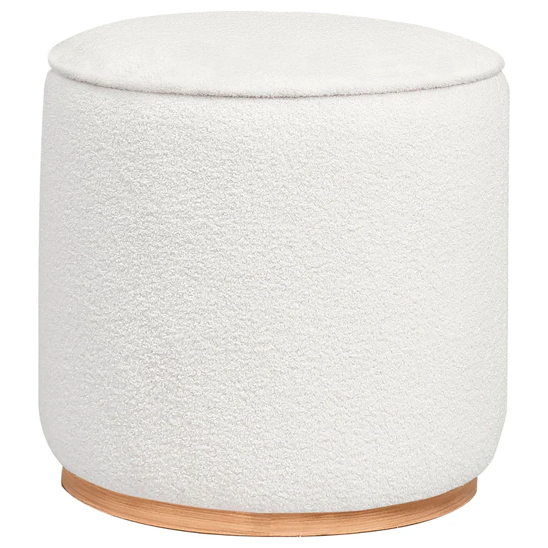 Zena Round Ottoman in White Finish