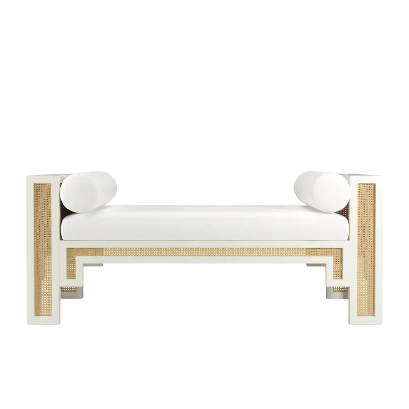 59" Calvin Rattan End of Bed Bench Seat