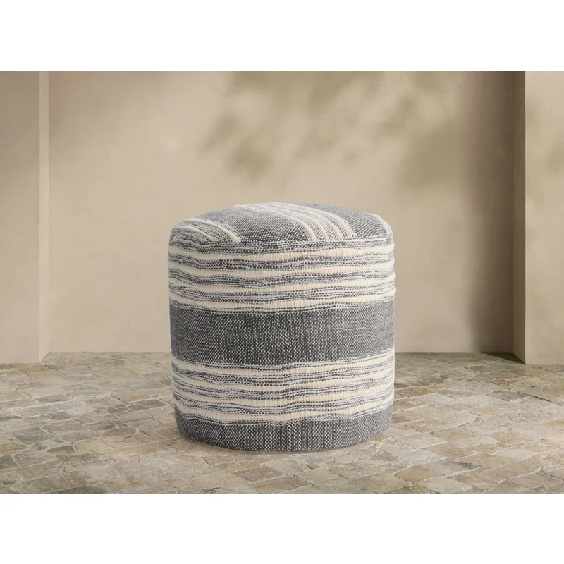 Striped Round Performance Pouf