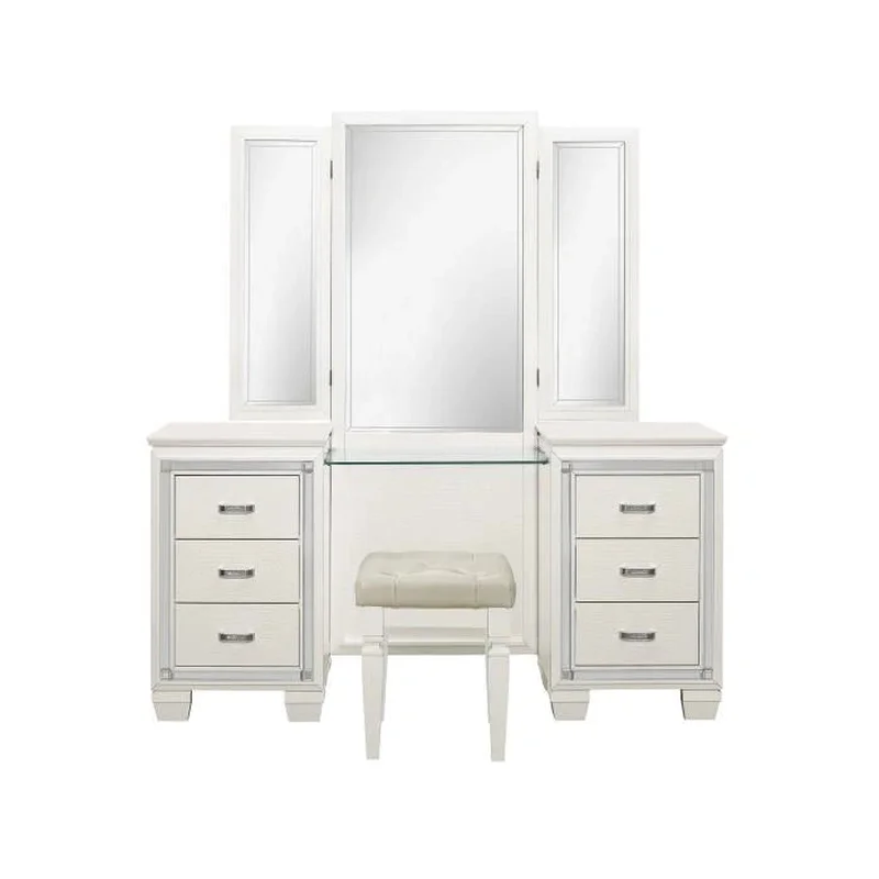 Allura Vanity Dresser with Mirror in White 1916W-15*