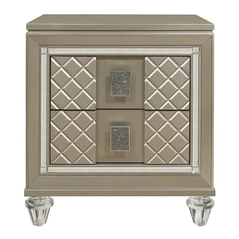 Youth Loudon 2 Drawer Nightstand in Champagne Metallic B1515-4