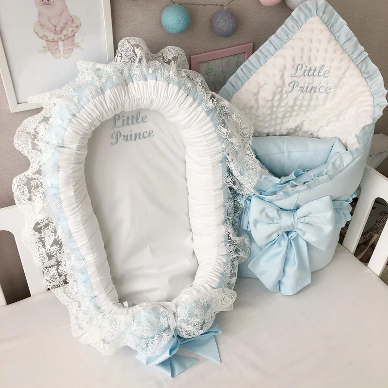 Baby nest and blanket set "Blue sky"