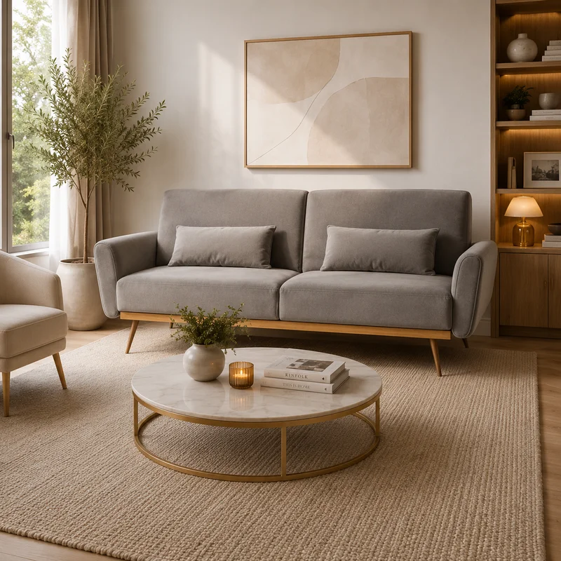 2 Seater Eva Grey Velvet Sofa Bed