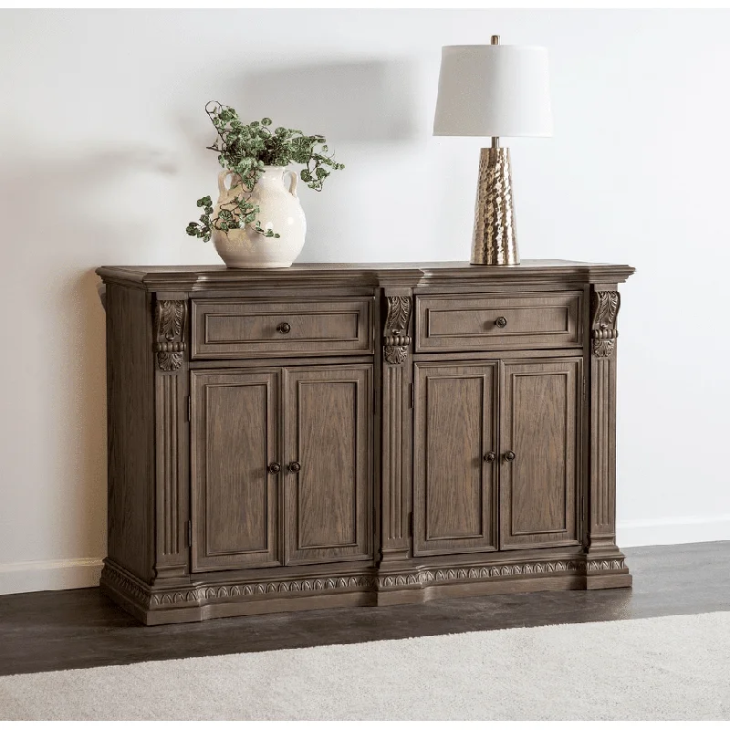 Seven Oaks Rustic Solid Wood Sideboard Weathered Oak