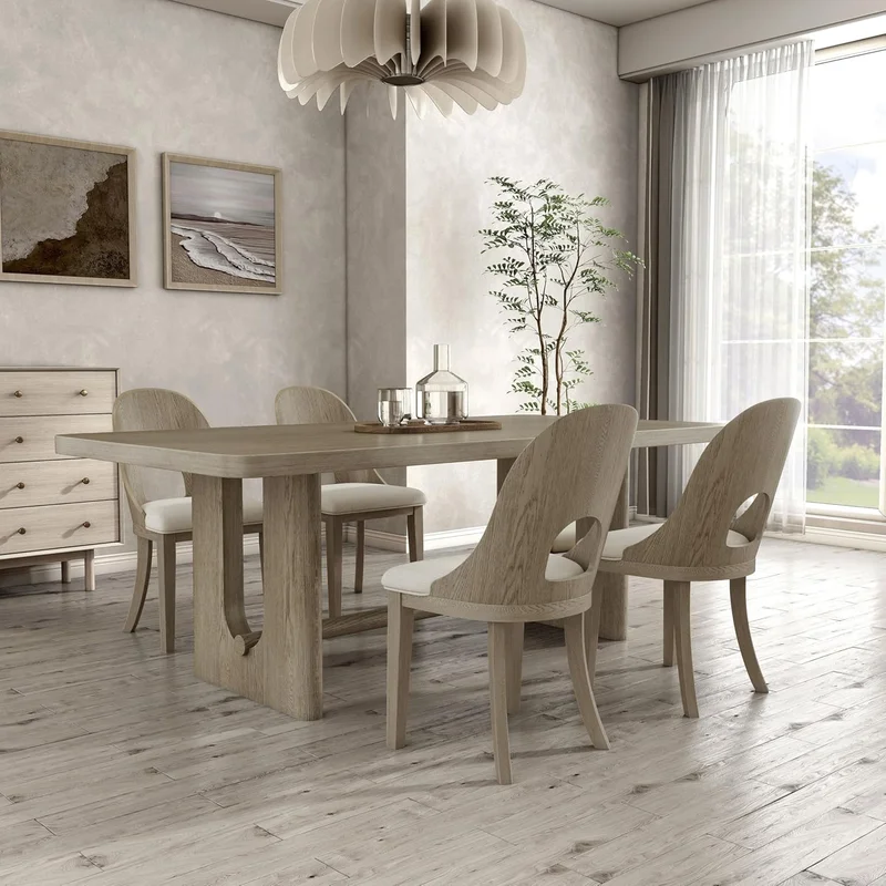 Sterling West Modern 7PC Dining Set White Oak