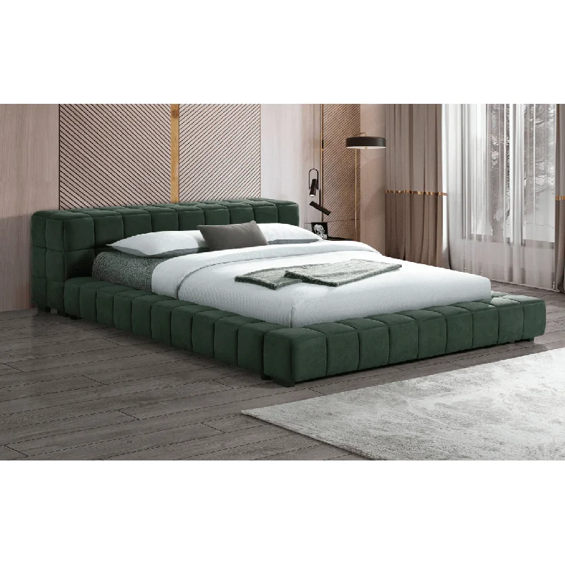 Trinity Upholstered Eastern King Platform Bed Green