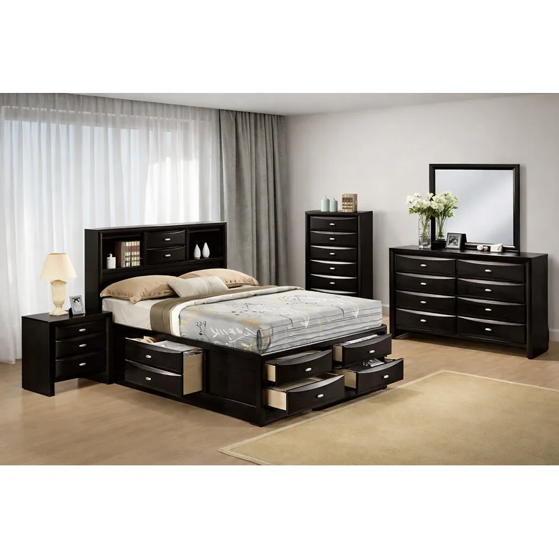 Zosimo Transitional 10-Drawer King Storage Bed - Black