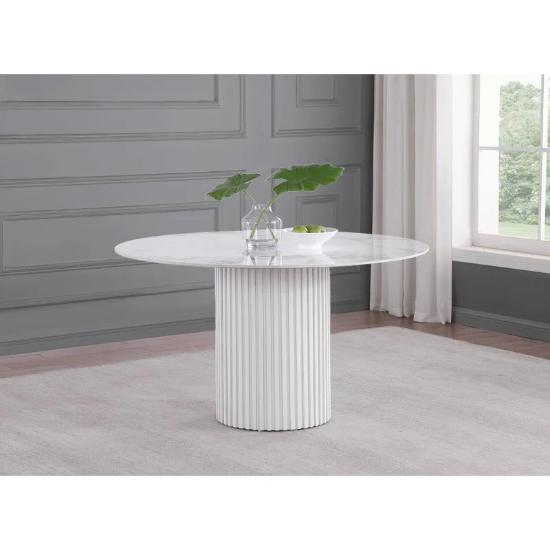 Acadia Round 53-inch Sintered Stone Top Dining Table White