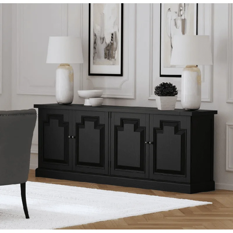 Florence 4-door Dining Sideboard Buffet Distressed Black