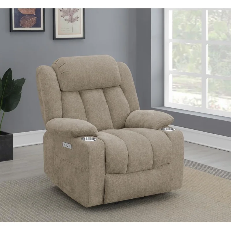 Houston Upholstered Power Lift Recliner Camel